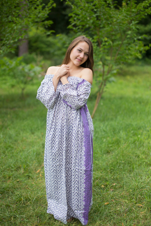 Mauve Serene Strapless Style Caftan in Geometric Chevron Pattern