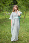 Olive Green Unfurl Style Caftan in Geometric Chevron Pattern