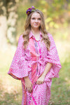 Pink Oriental Delight Style Caftan in Geometric Chevron Pattern