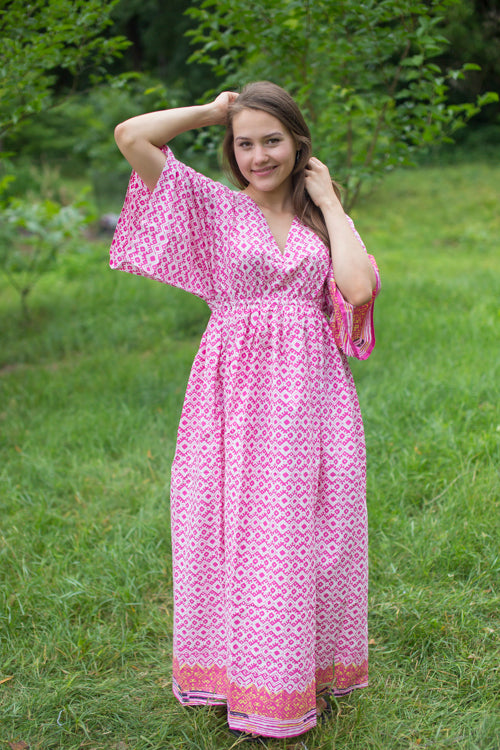 Pink I Wanna Fly Style Caftan in Geometric Chevron Pattern