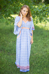 Royal Blue Breezy Bohemian Style Caftan in Geometric Chevron Pattern