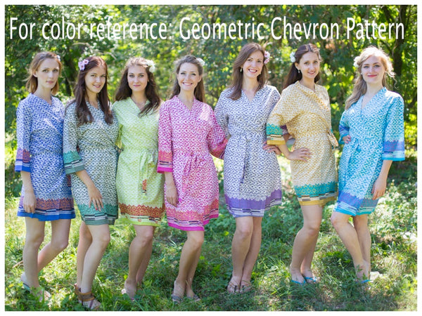 Gray My Peasant Dress Style Caftan in Geometric Chevron Pattern