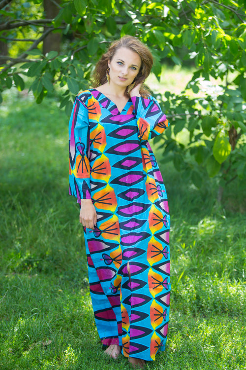 Blue The Glow-within Style Caftan in Glowing Flame Pattern|Blue The Glow-within Style Caftan in Glowing Flame Pattern|Glowing Flame