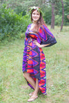 Purple High Low Wind Flow Style Caftan in Glowing Flame Pattern