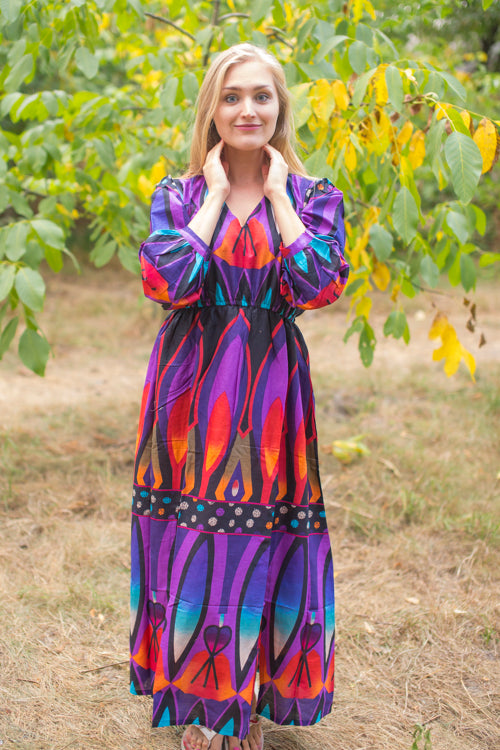 Purple Shape Me Pretty Style Caftan in Glowing Flame Pattern
