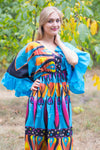 Blue Pretty Princess Style Caftan in Glowing Flame Pattern