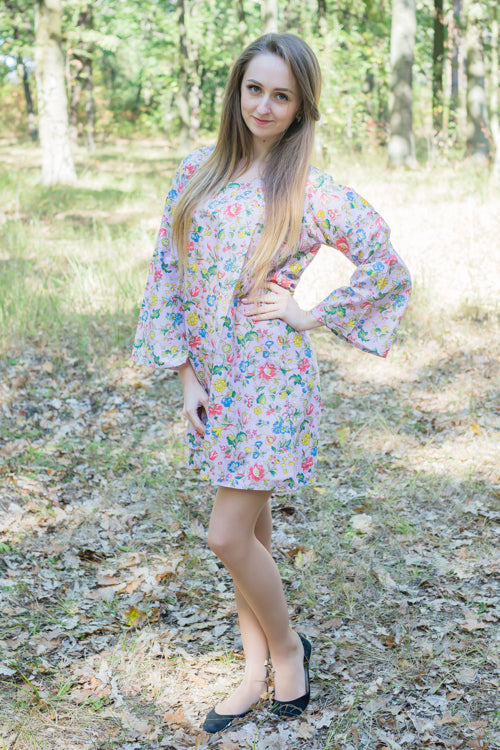 Lilac Bella Tunic Style Caftan in Happy Flowers Pattern