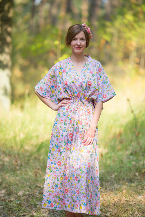 Lilac The Drop-Waist Style Caftan in Happy Flowers Pattern