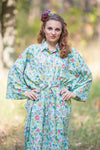 Mint Oriental Delight Style Caftan in Happy Flowers Pattern