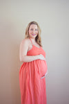 Coral Eyelet Maternity Maxi Dress
