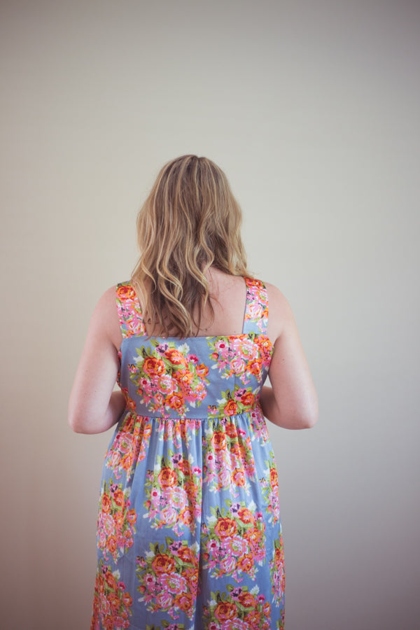 Gray Silk Maternity Maxi Dress