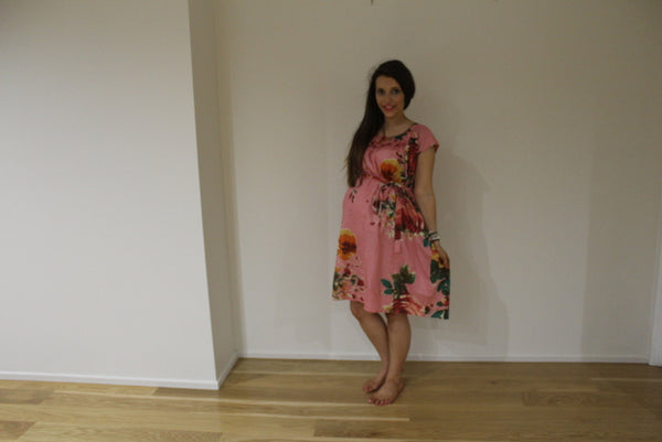 Floral 50s style Maxi Maternity Dress
