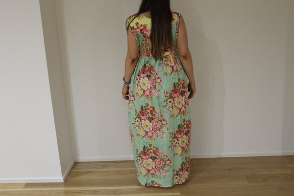 Mint Floral Front Buttoned Maternity Dress