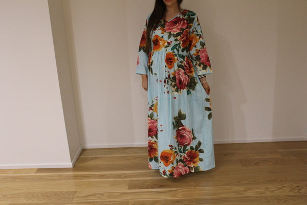 Light Blue Floral Maternity Maxi Dress