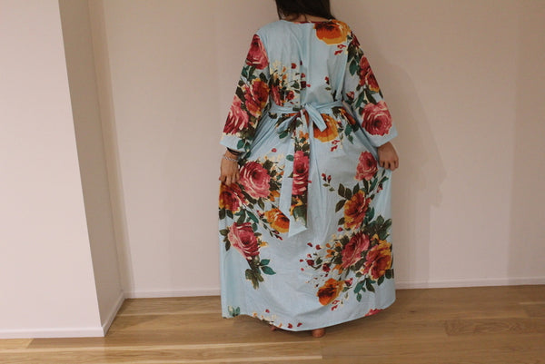 Light Blue Floral Maternity Maxi Dress