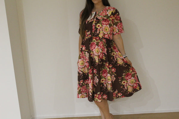 Peter Pan Collared Knee length Maternity Dress