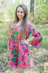 Coral Bella Tunic Style Caftan in Ikat Aztec Pattern