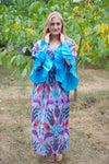 Gray Frill Lovers Style Caftan in Ikat Aztec Pattern
