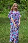 Gray Unfurl Style Caftan in Ikat Aztec Pattern