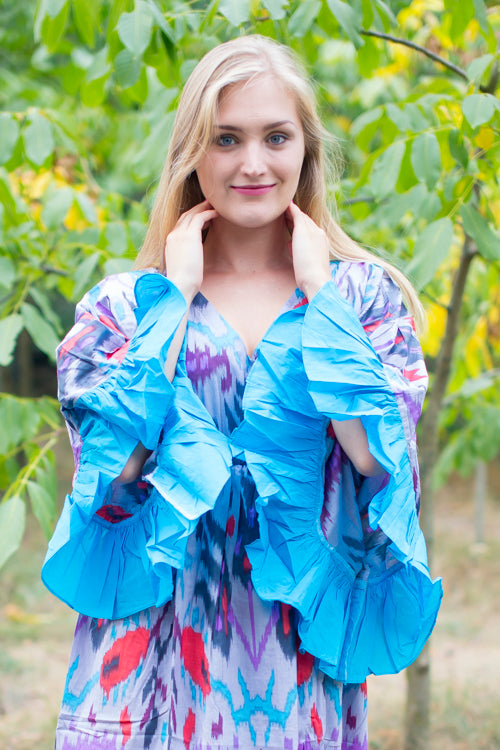 Gray Frill Lovers Style Caftan in Ikat Aztec Pattern