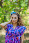 Lilac Magic Sleeves Style Caftan in Ikat Aztec Pattern
