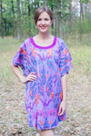 Lilac Summer Celebration Style Caftan in Ikat Aztec Pattern