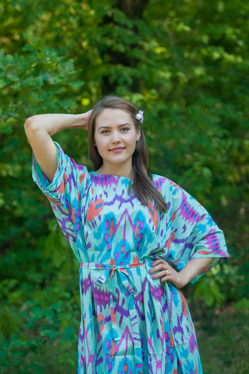 Mint Mademoiselle Style Caftan in Ikat Aztec Pattern
