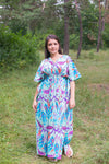 Mint Timeless Style Caftan in Ikat Aztec Pattern