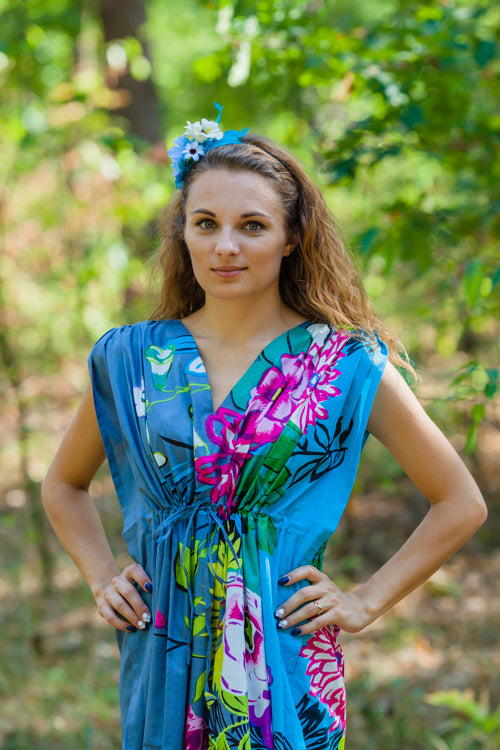 Gray Magic Sleeves Style Caftan in Jungle of Flowers Pattern