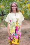 Light Yellow Sunshine Style Caftan in Jungle of Flowers Pattern