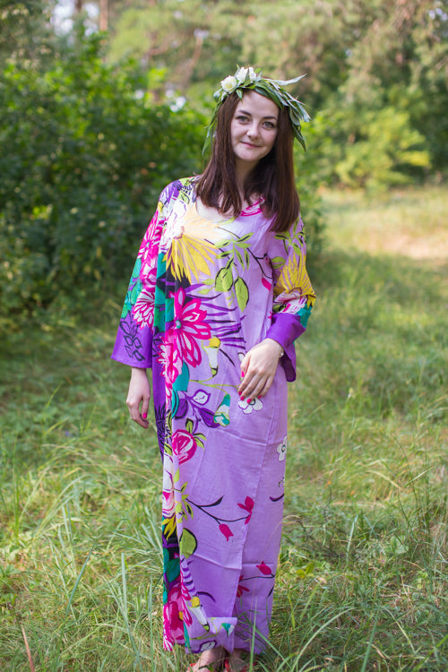 Lilac The Unwind Style Caftan in Jungle of Flowers Pattern