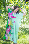 Mint Unfurl Style Caftan in Jungle of Flowers Pattern