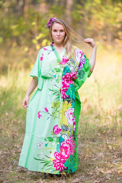 Mint The Drop-Waist Style Caftan in Jungle of Flowers Pattern