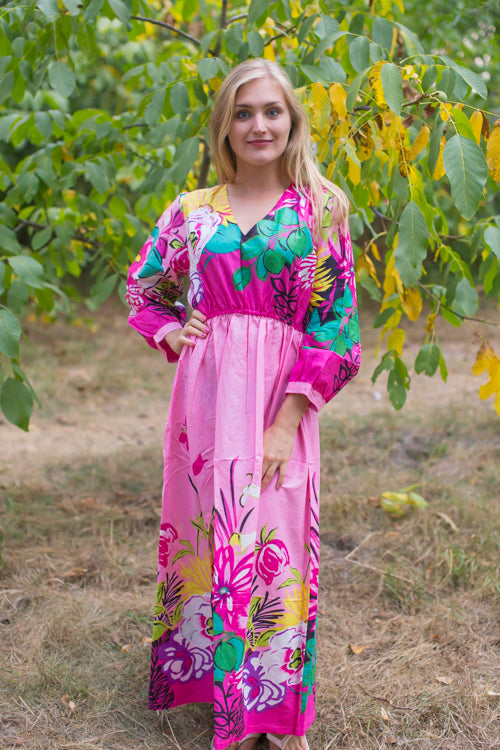 Pink Shape Me Pretty Style Caftan in Jungle of Flowers Pattern