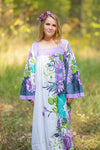 White Fire Maiden Style Caftan in Jungle of Flowers Pattern