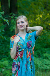 Blue Beach Days Style Caftan in Large Floral Blossom