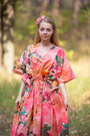 Coral The Drop-Waist Style Caftan in Large Floral Blossom Pattern