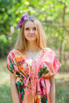 Coral Magic Sleeves Style Caftan in Large Floral Blossom Pattern