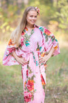 Pink Oriental Delight Style Caftan in Large Floral Blossom Pattern