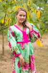 Mint My Peasant Dress Style Caftan in Large Fuchsia Floral Blossom Pattern