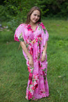 Pink Unfurl Style Caftan in Large Fuchsia Floral Blossom Pattern
