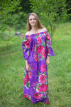 Purple Serene Strapless Style Caftan in Large Fuchsia Floral Blossom Pattern