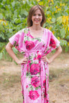 Pink Side Strings Sweet Style Caftan in Large Fuchsia Floral Blossom Pattern