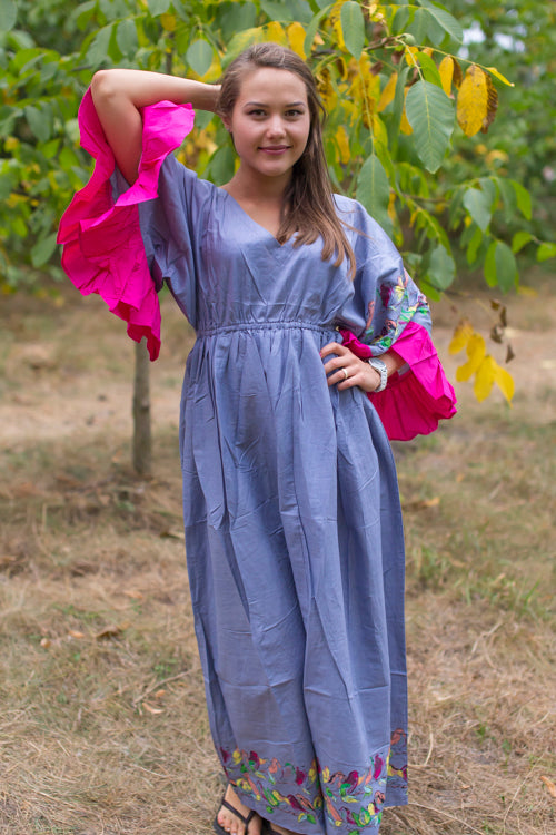 Gray Pretty Princess Style Caftan in Little Chirpies Pattern