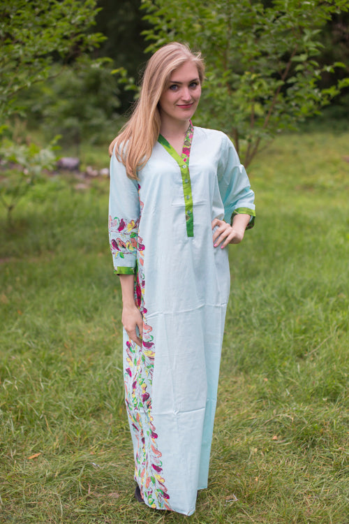 Light Blue Simply Elegant Style Caftan in Little Chirpies Pattern