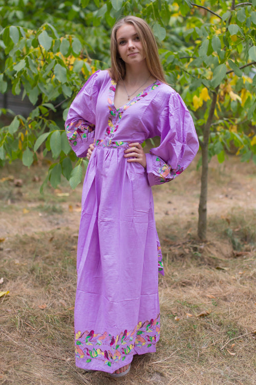 Lilac My Peasant Dress Style Caftan in Little Chirpies Pattern