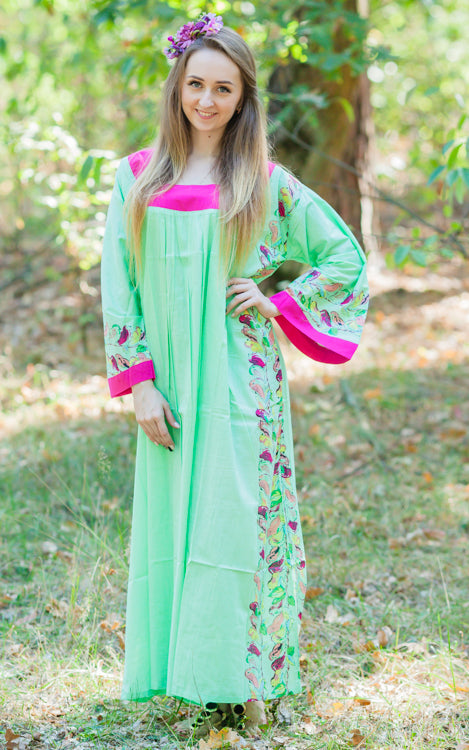 Mint Fire Maiden Style Caftan in Little Chirpies Pattern