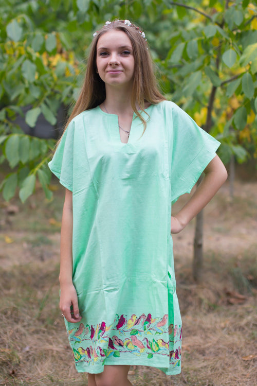 Mint Sunshine Style Caftan in Little Chirpies Pattern