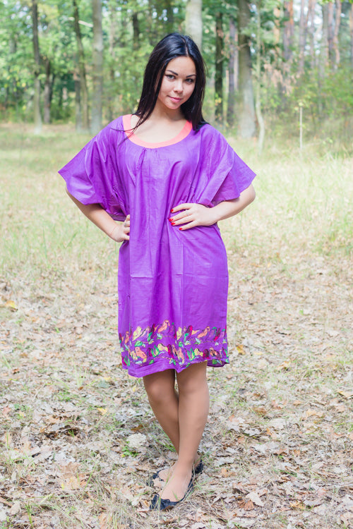 Purple Summer Celebration Style Caftan in Little Chirpies Pattern