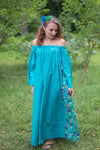 Teal Serene Strapless Style Caftan in Little Chirpies Pattern